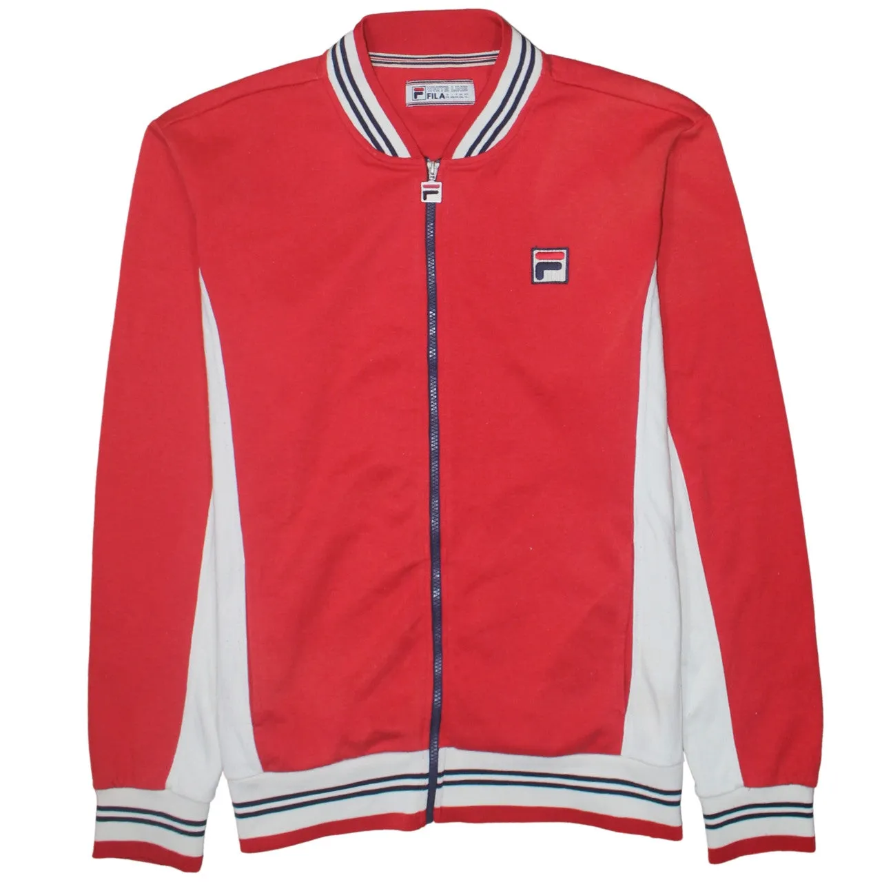 Fila Red White Track Jacket Men’s XLarge Embroidered Logo Stripe Rib Trim Zip Top sold by Vintage Club