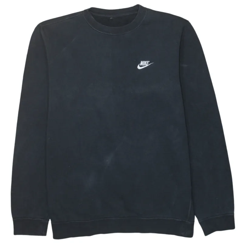 Nike Black Sweatshirt Men's Large Embroidered Swoosh Logo Crewneck Pullover Fleece Top sold by Vintage Club
