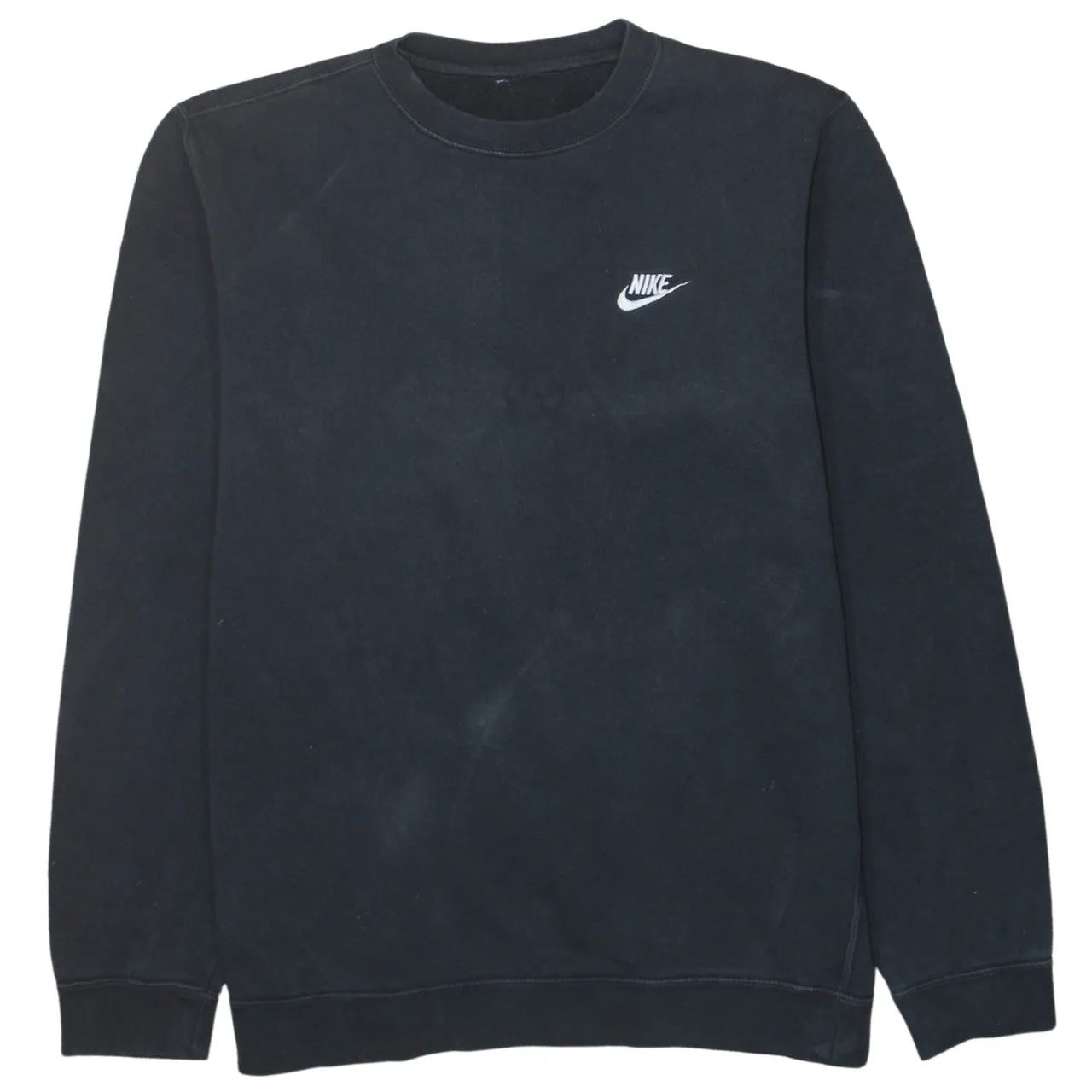 Nike Black Sweatshirt Men's Large Embroidered Swoosh Logo Crewneck Pullover Fleece Top sold by Vintage Club