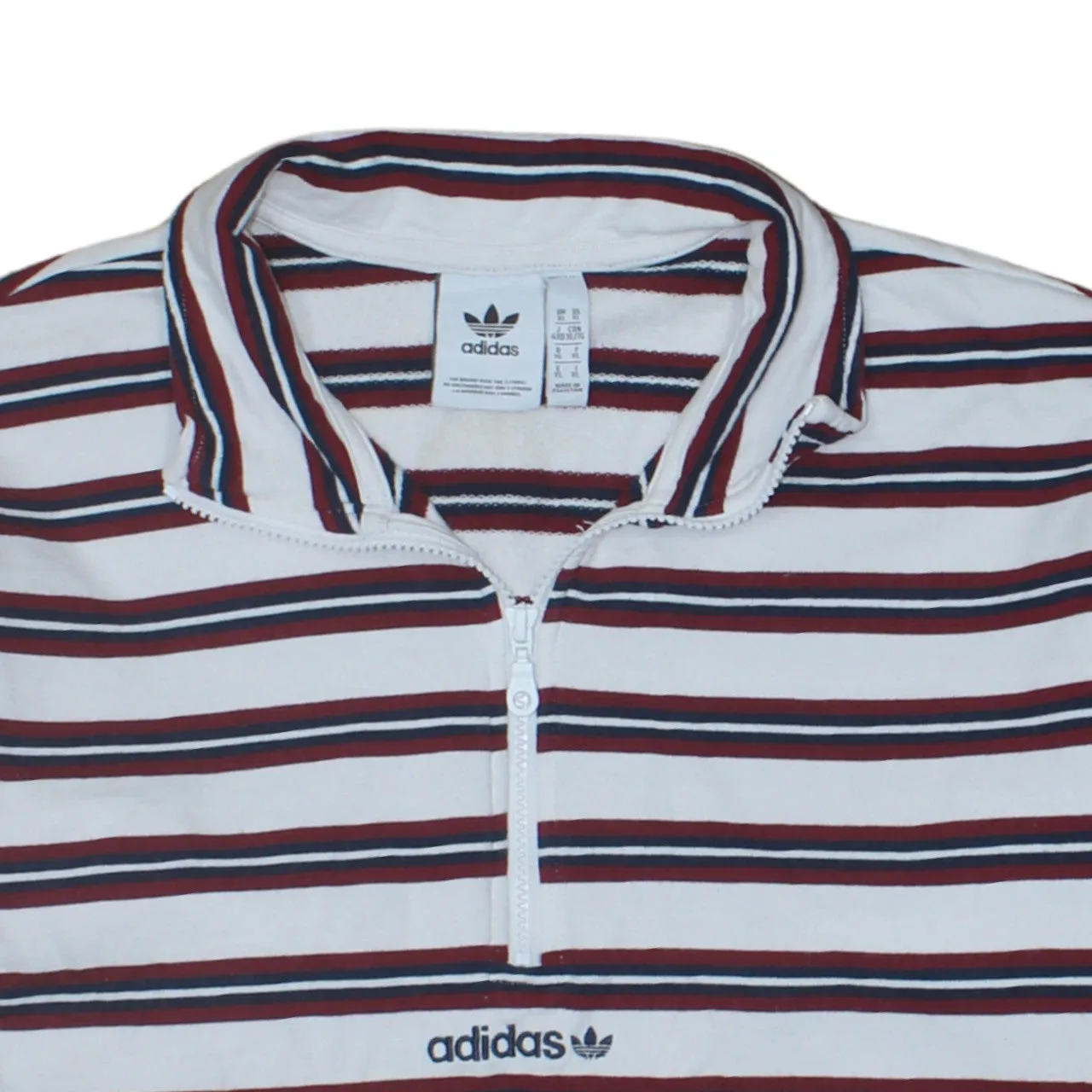 Adidas White Striped Quarter Zip Sweatshirt Women's XLarge Embroidered Logo Long Sleeve Top sold by Vintage Club product image thumbnail 3