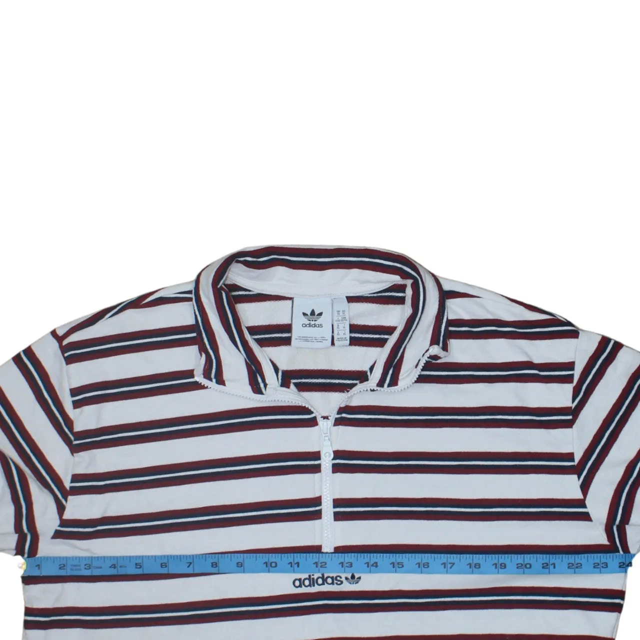 Adidas White Striped Quarter Zip Sweatshirt Women's XLarge Embroidered Logo Long Sleeve Top sold by Vintage Club product image thumbnail 5