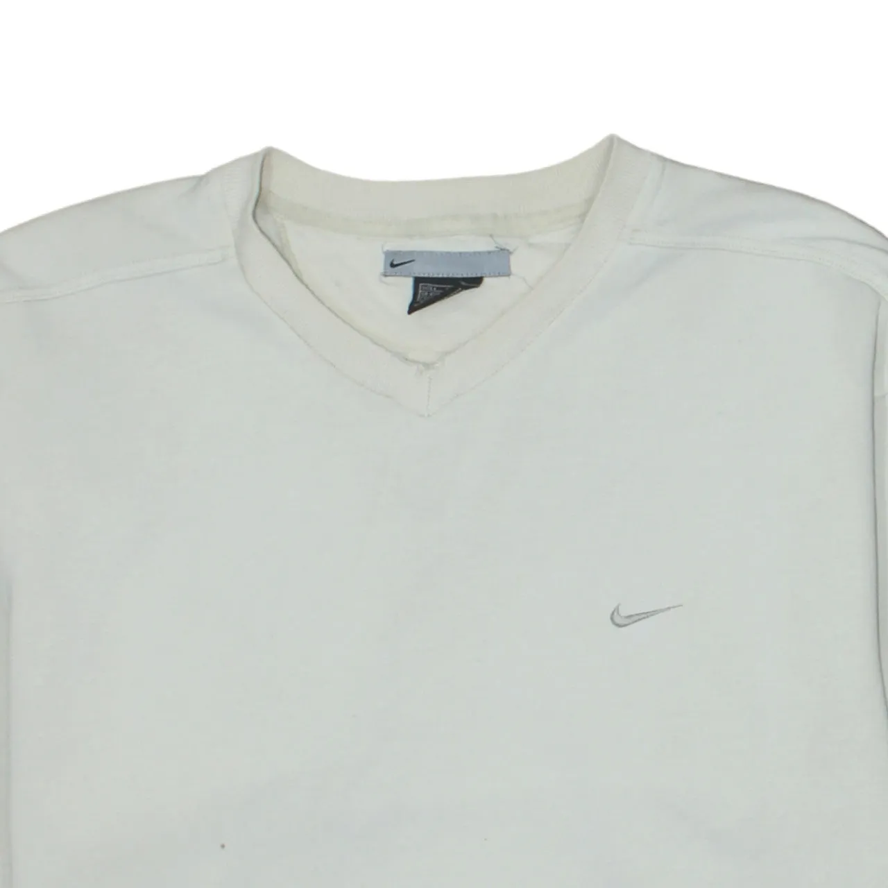 Nike Beige Cream Sweatshirt Men's Large V Neck Embroidered Swoosh Fleece Pullover Jumper sold by Vintage Club product image thumbnail 3