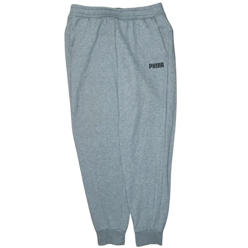 Puma Light Grey Joggers Men's Large Printed Logo Elasticated Cuffs Fleece Sweatpants sold by Vintage Club