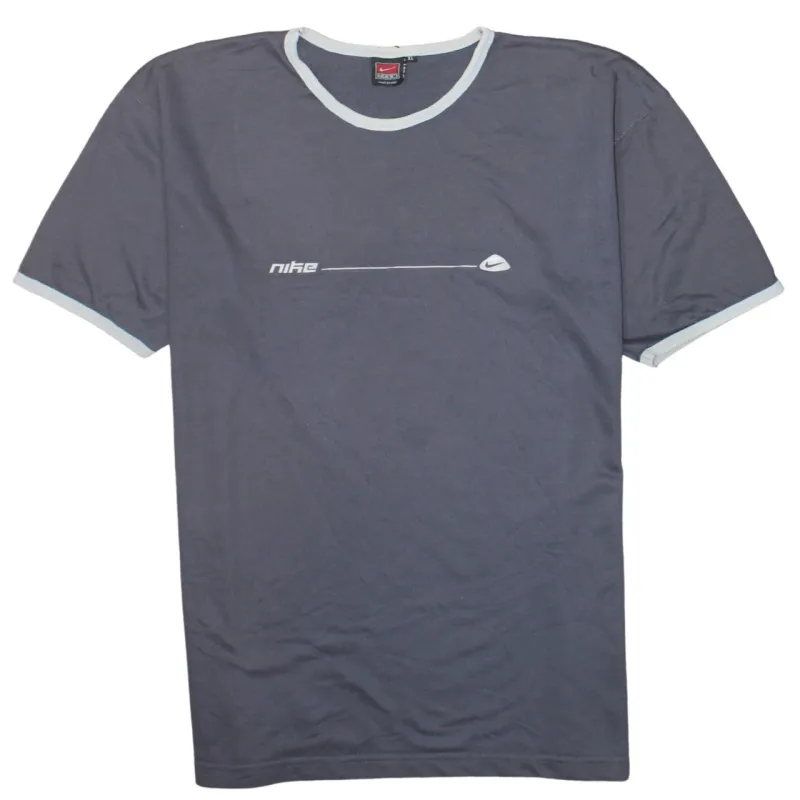 Nike Dark Grey T Shirt Women’s XLarge Printed Chest Logo Contrast Trim Casual Tee sold by Vintage Club