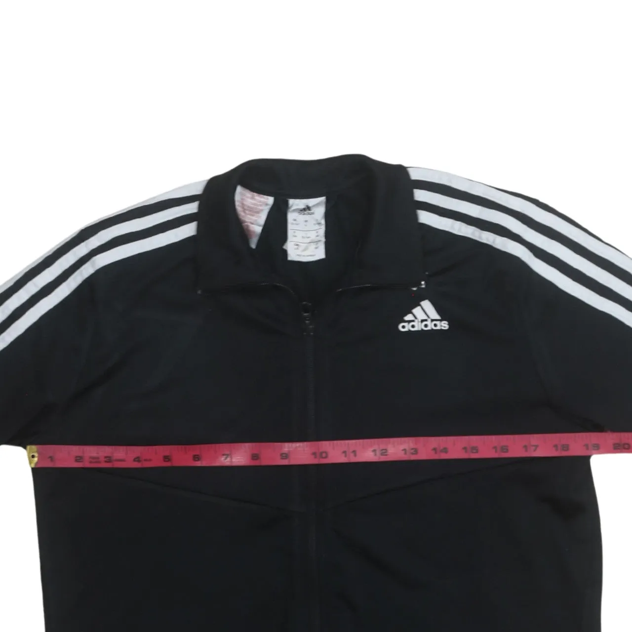 Adidas Black Track Jacket Women’s Large Three Stripe Sleeves Embroidered Chest Logo Zip Top sold by Vintage Club product image thumbnail 5