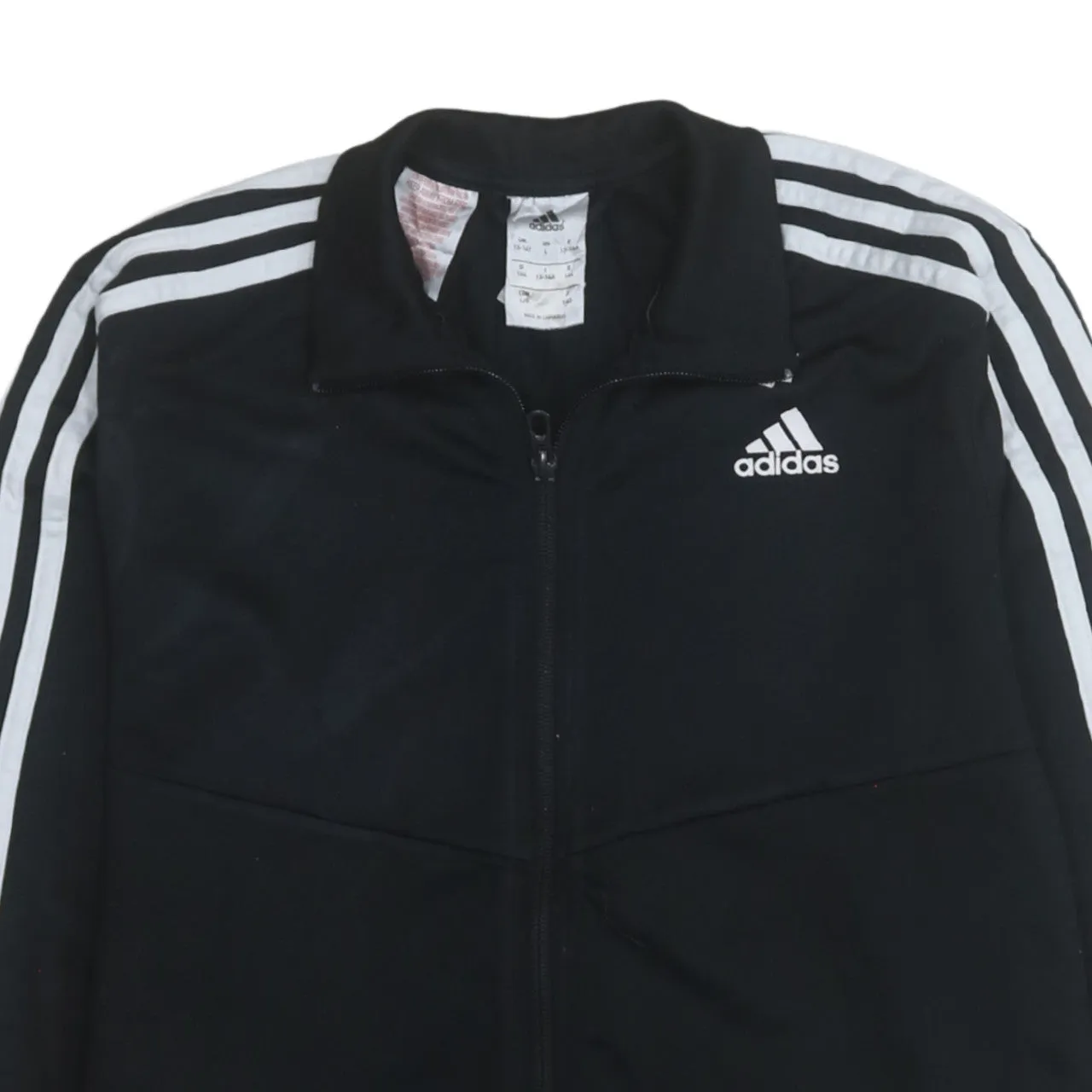 Adidas Black Track Jacket Women’s Large Three Stripe Sleeves Embroidered Chest Logo Zip Top sold by Vintage Club product image thumbnail 3