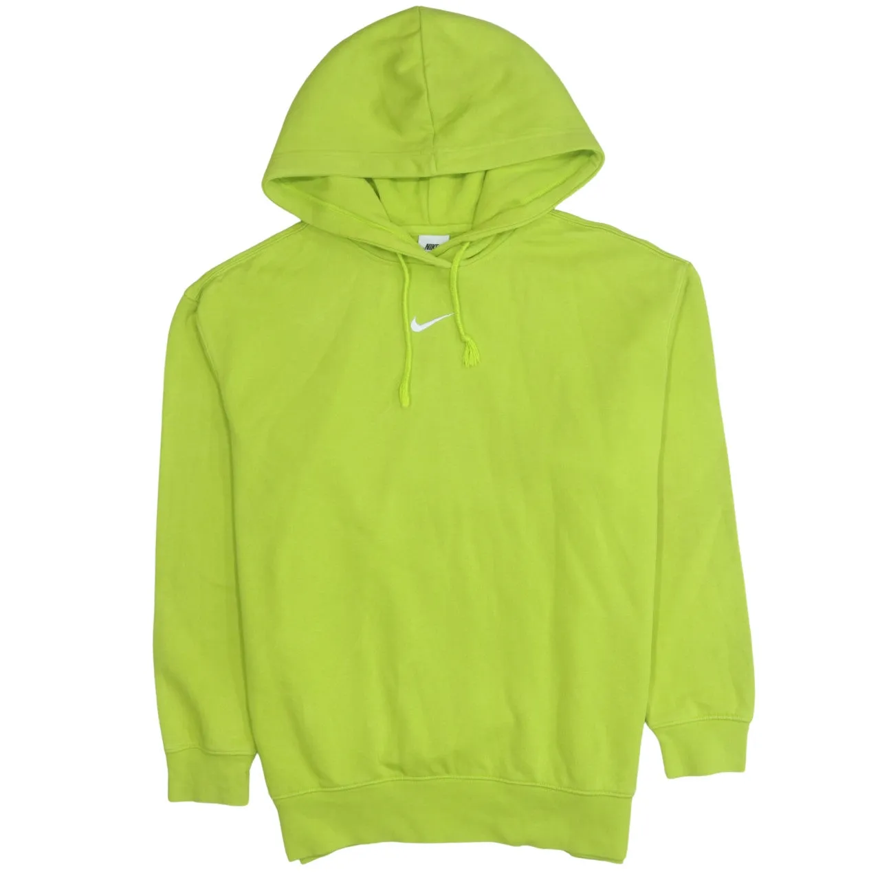 Nike Lime Green Hoodie Men's Small Embroidered Swoosh Drawstring Hood Pullover Sweatshirt sold by Vintage Club