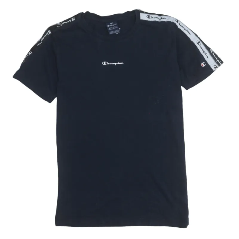 Champion Navy Blue T Shirt Women’s XXLarge Taped Logo Sleeves Printed Chest Tee Top sold by Vintage Club