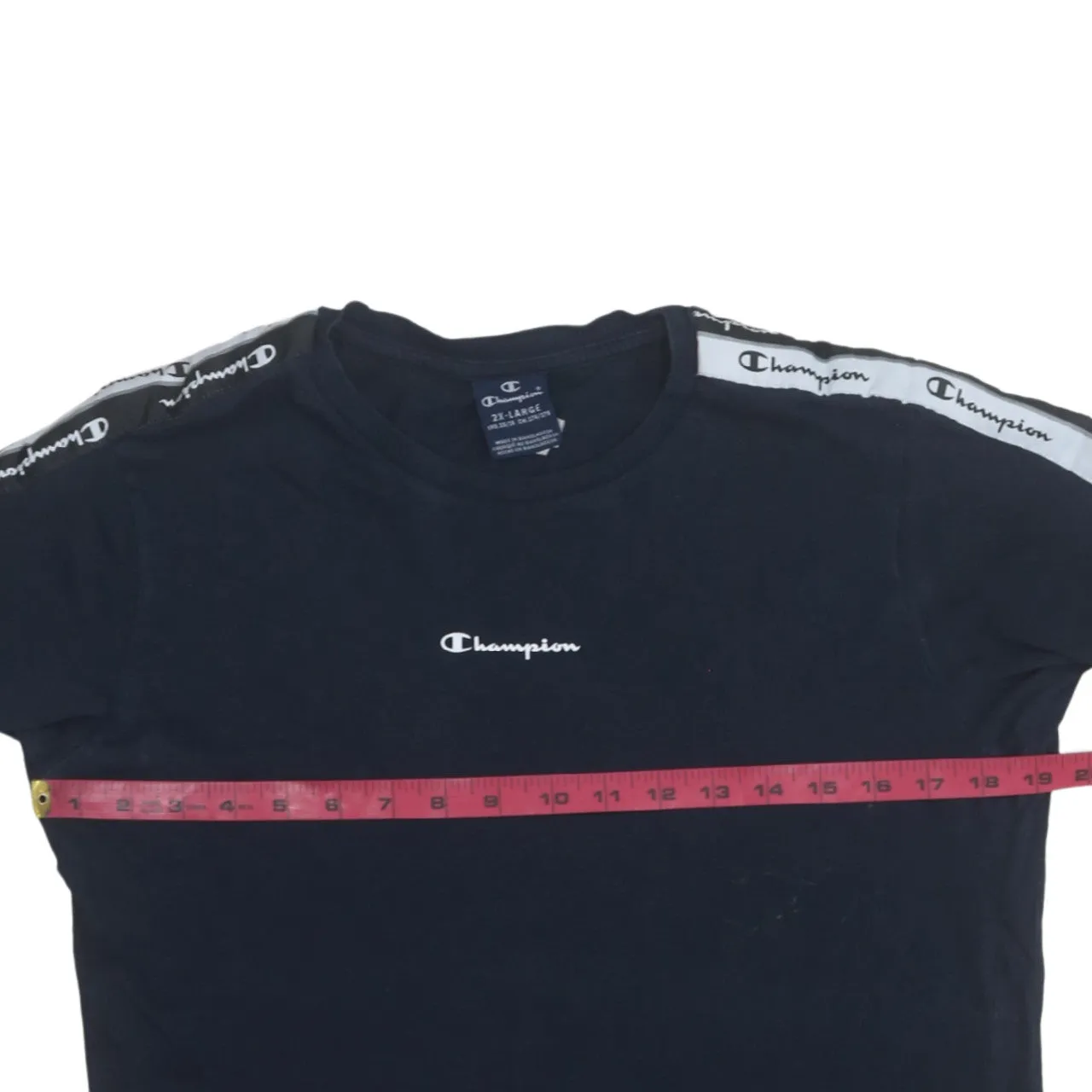 Champion Navy Blue T Shirt Women’s XXLarge Taped Logo Sleeves Printed Chest Tee Top sold by Vintage Club product image thumbnail 5