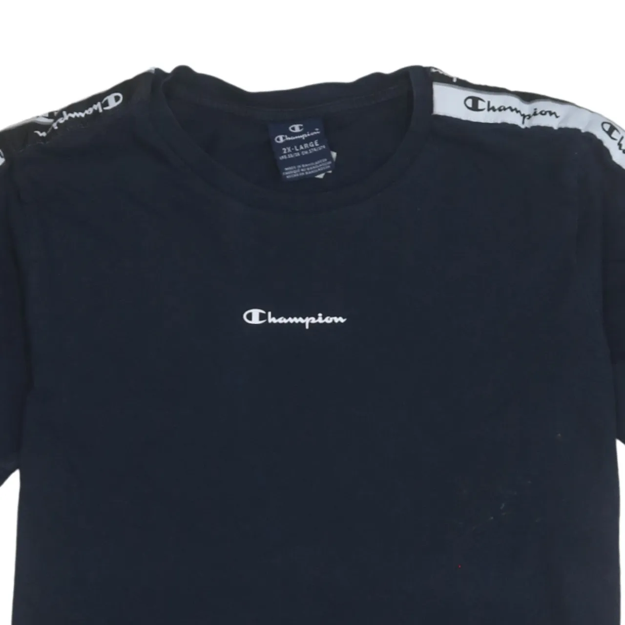 Champion Navy Blue T Shirt Women’s XXLarge Taped Logo Sleeves Printed Chest Tee Top sold by Vintage Club product image thumbnail 3