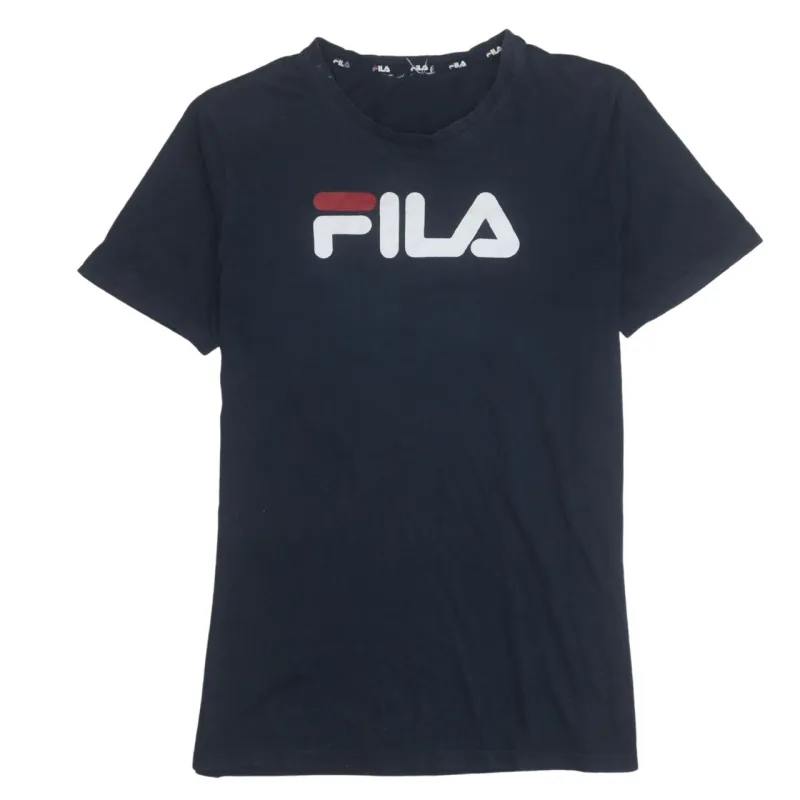 Fila Navy Blue T Shirt Men's Medium Printed Big Logo Crewneck Casual Top Tee made by Fila