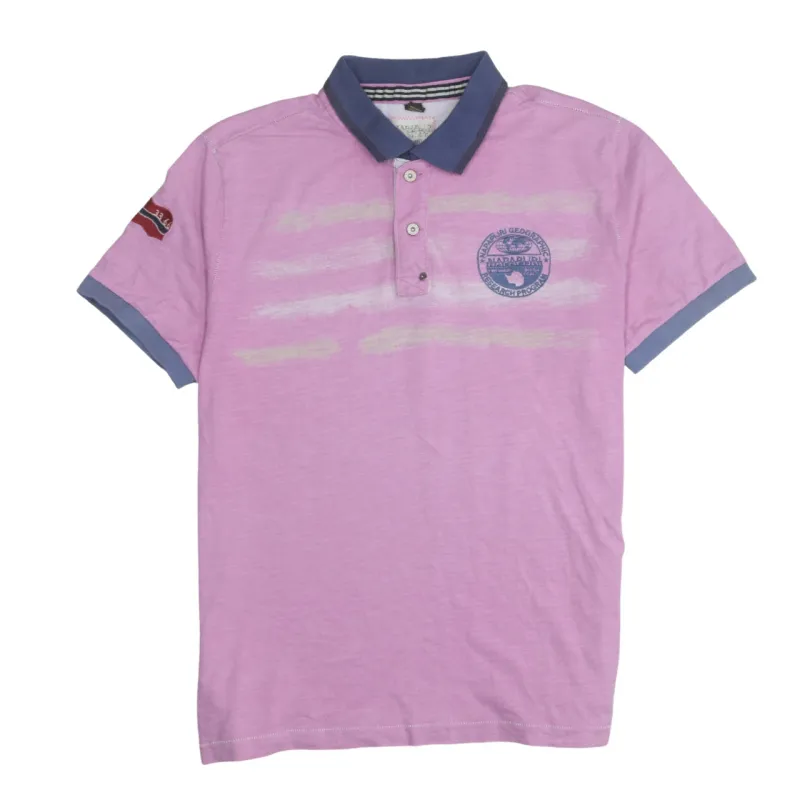 Napapijri Pink Polo Shirt Women's XXLarge Embroidered Chest Logo Contrast Collar Cuffs Casual Top made by Napapijri