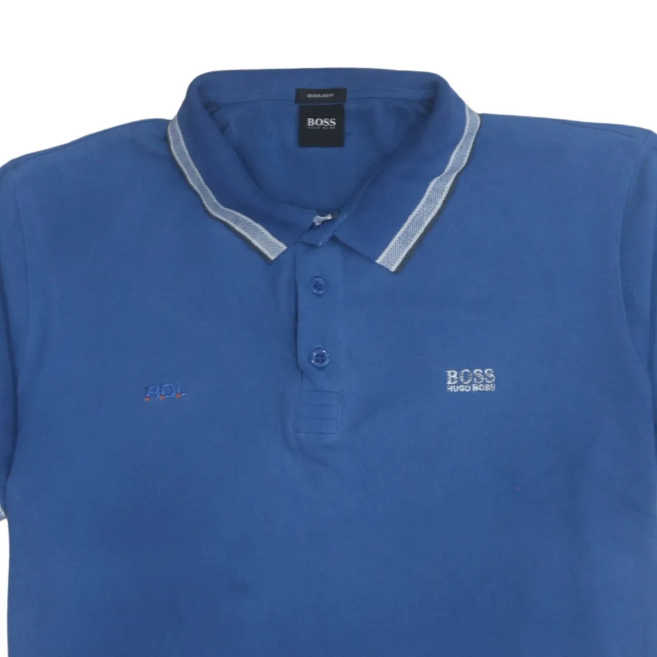 Hugo Boss Blue Polo Shirt Women's XLarge Embroidered Chest Logo Contrast Tipped Collar Casual Top sold by Vintage Club product image thumbnail 3