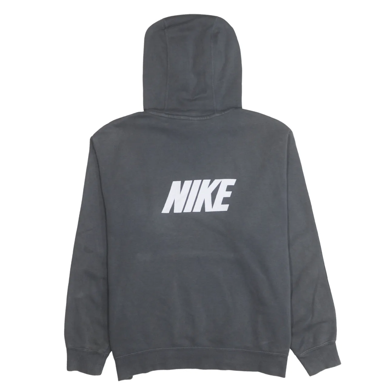 Nike Dark Grey Hoodie Men's Large Printed Logo Sleeve Tape Pullover Sweatshirt sold by Vintage Club product image thumbnail 2