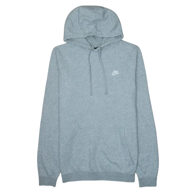 Nike Grey Hoodie Men's Medium Embroidered Chest Logo Drawstring Hood Front Pocket Sweatshirt made by Nike