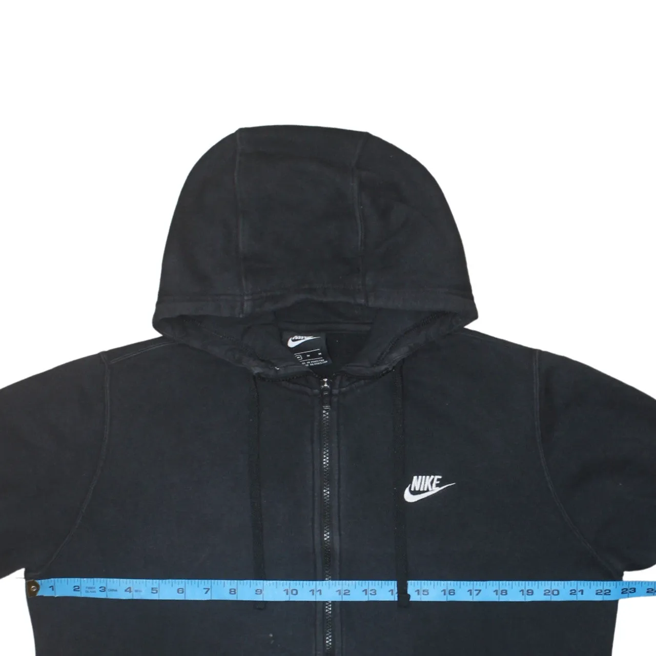Nike Black Full Zip Hoodie Men's Medium Embroidered Swoosh Split Pocket Fleece Sweatshirt sold by Vintage Club product image thumbnail 5
