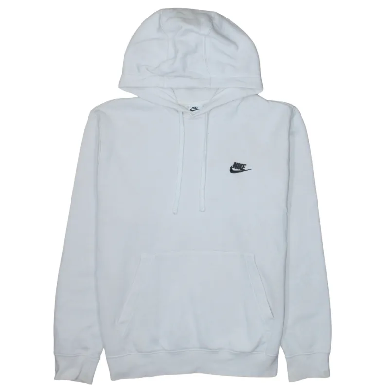 Nike White Hoodie Men’s Medium Embroidered Swoosh Front Pocket Pullover Sweatshirt sold by Vintage Club