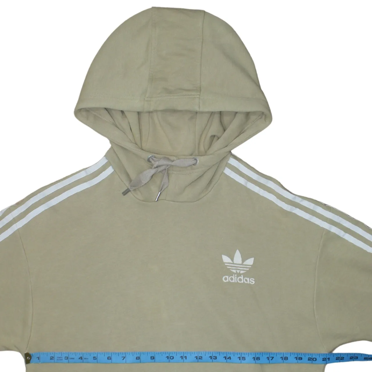 Adidas Khaki Green Hoodie Women’s Medium Trefoil Printed Logo Three Stripe Pullover Sweatshirt sold by Vintage Club product image thumbnail 5