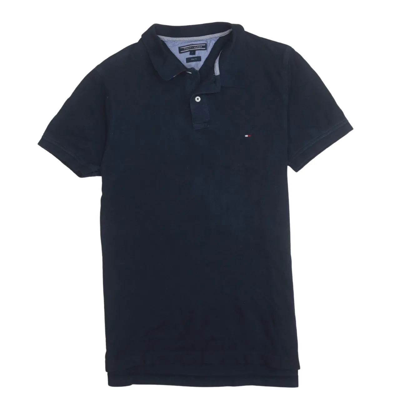 Tommy Hilfiger Navy Blue Polo Shirt Women's Large Small Flag Logo Short Sleeve Top sold by Vintage Club