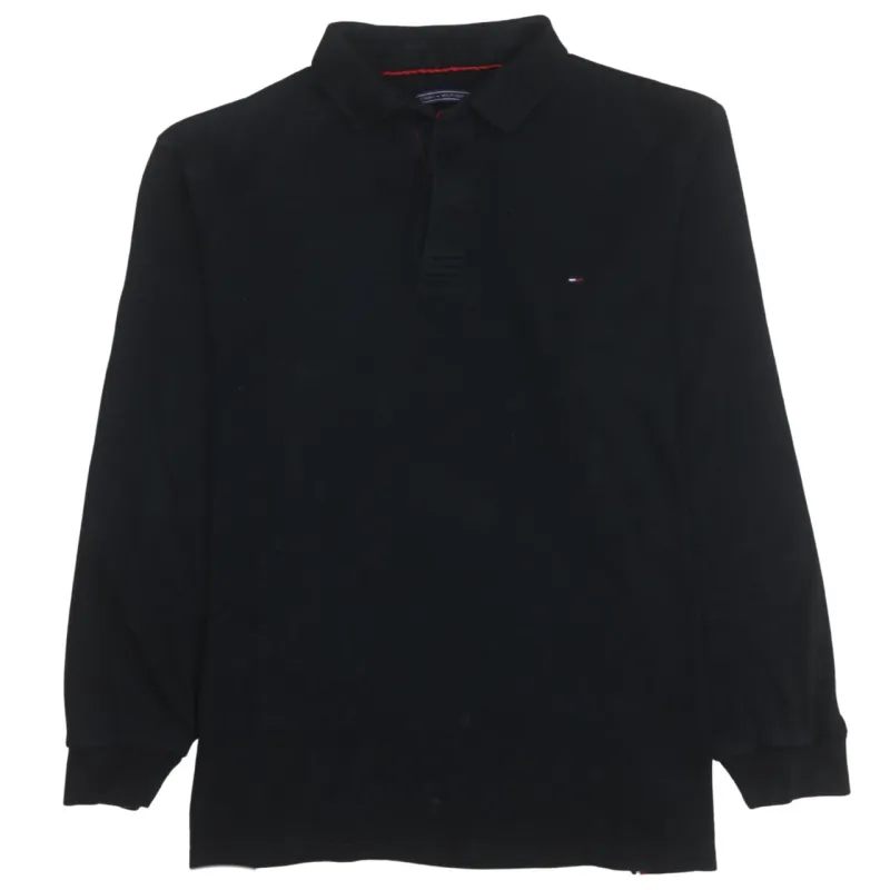 Tommy Hilfiger Black Long Sleeve Polo Shirt Women’s 3XL Small Chest Flag Logo Top sold by Vintage Club