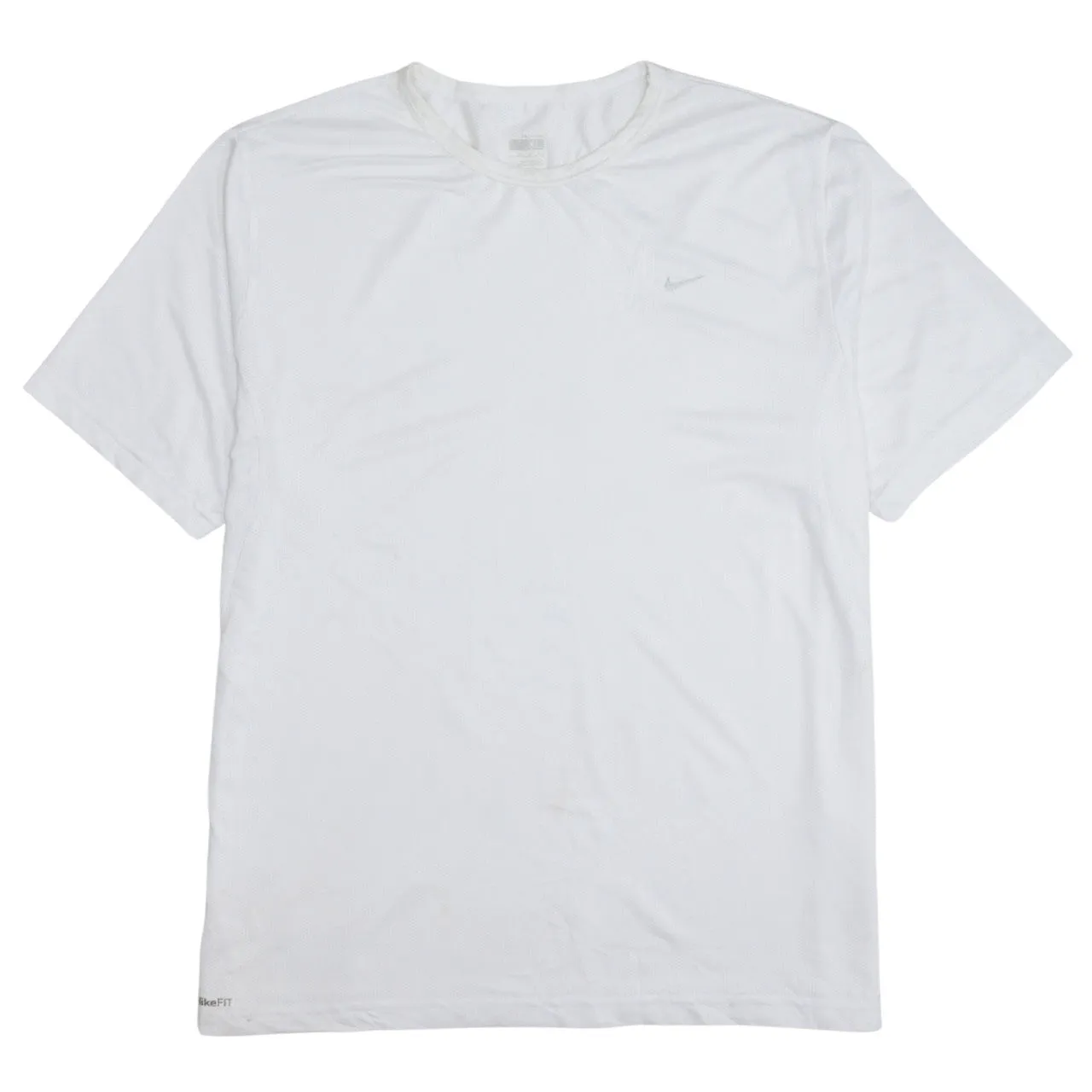 Nike White Dri-FIT T Shirt Women’s XLarge Printed Swoosh Lightweight Sports Top Tee sold by Vintage Club