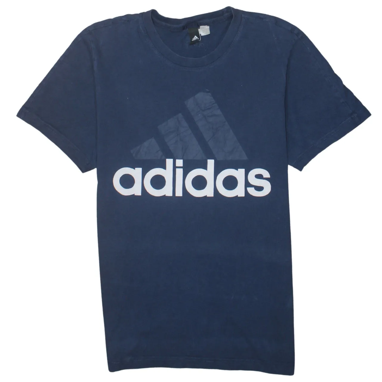 Adidas Navy Blue T Shirt Men’s Large Printed Big Logo Crewneck Casual Top Tee sold by Vintage Club