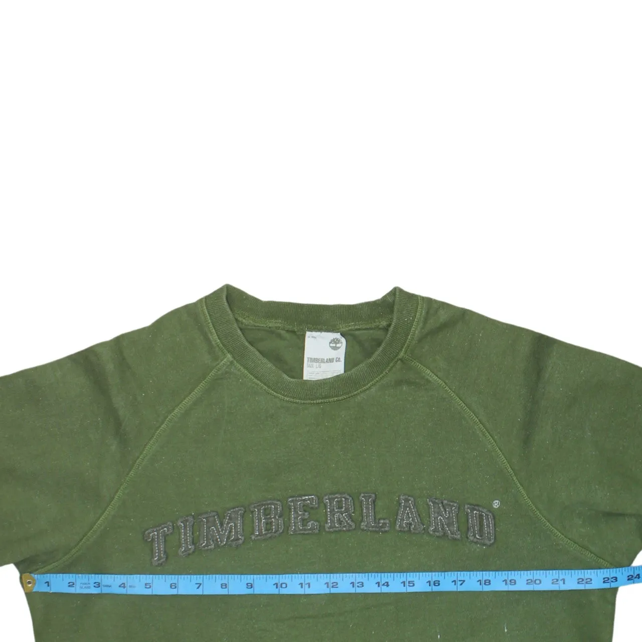 Timberland Olive Green Sweatshirt Men's Large Embroidered Logo Crewneck Pullover Fleece Top sold by Vintage Club product image thumbnail 5