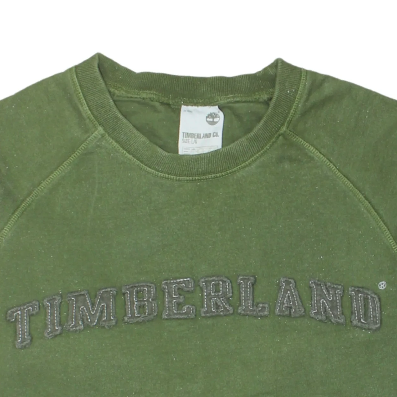 Timberland Olive Green Sweatshirt Men's Large Embroidered Logo Crewneck Pullover Fleece Top sold by Vintage Club product image thumbnail 3