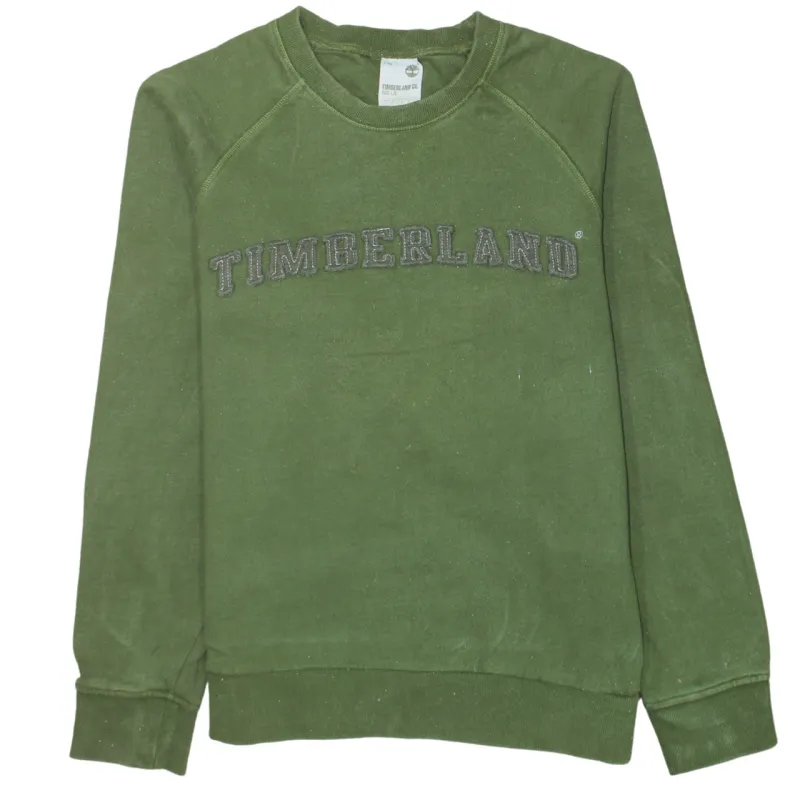 Timberland Olive Green Sweatshirt Men's Large Embroidered Logo Crewneck Pullover Fleece Top sold by Vintage Club