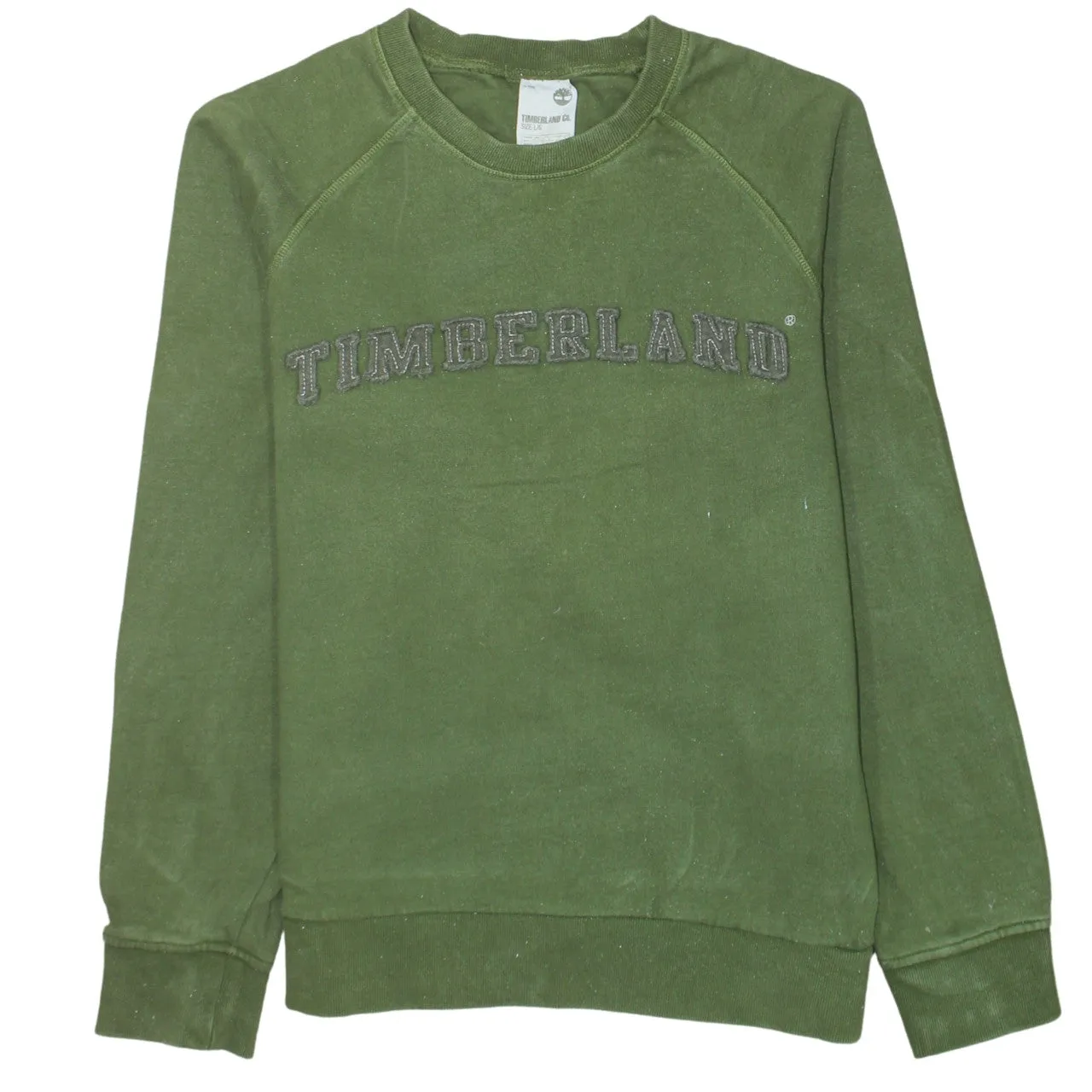 Timberland Olive Green Sweatshirt Men's Large Embroidered Logo Crewneck Pullover Fleece Top sold by Vintage Club