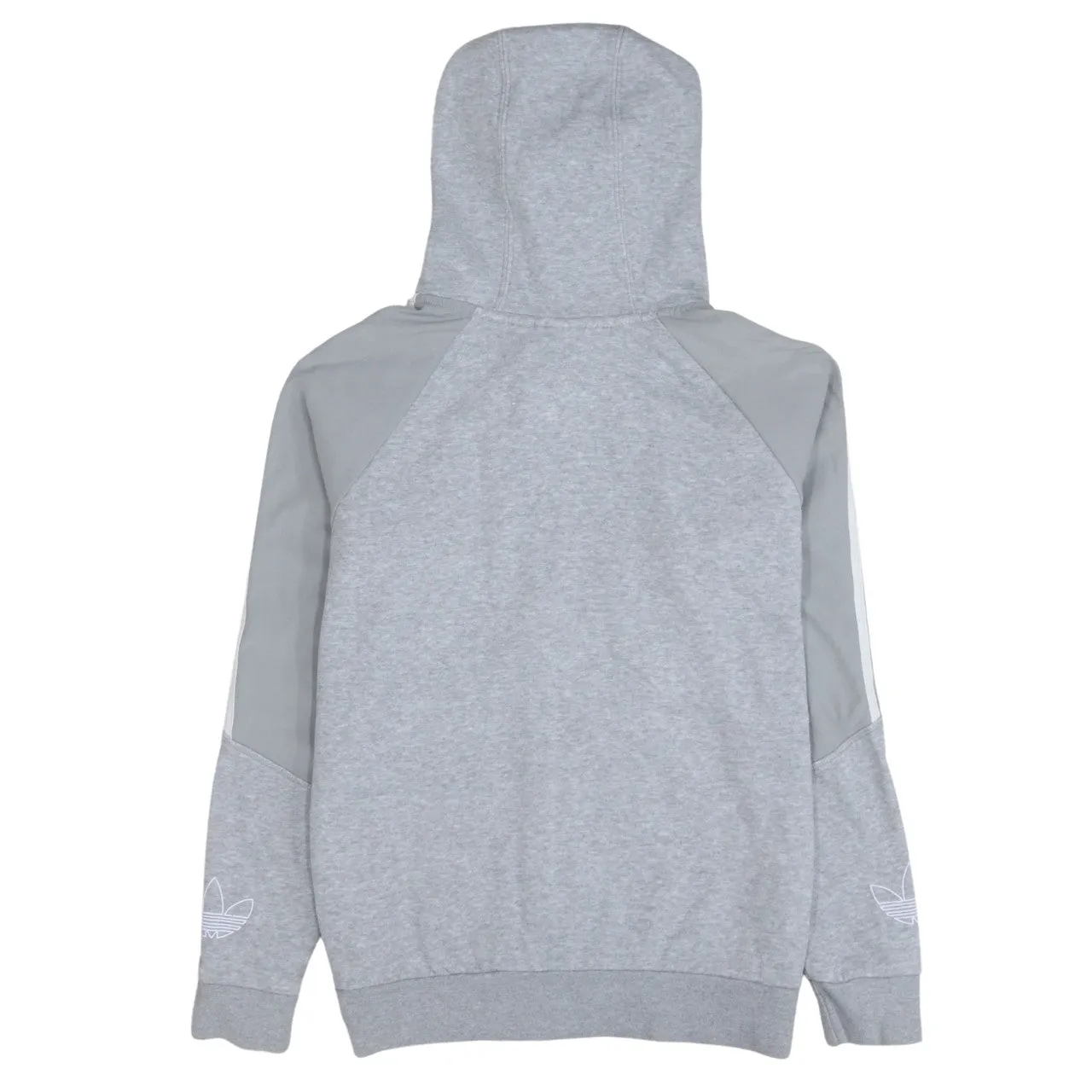 Adidas Light Grey Hoodie Men's Small Full Zip Three Stripe Sleeves Embroidered Logo Sweatshirt sold by Vintage Club product image thumbnail 2