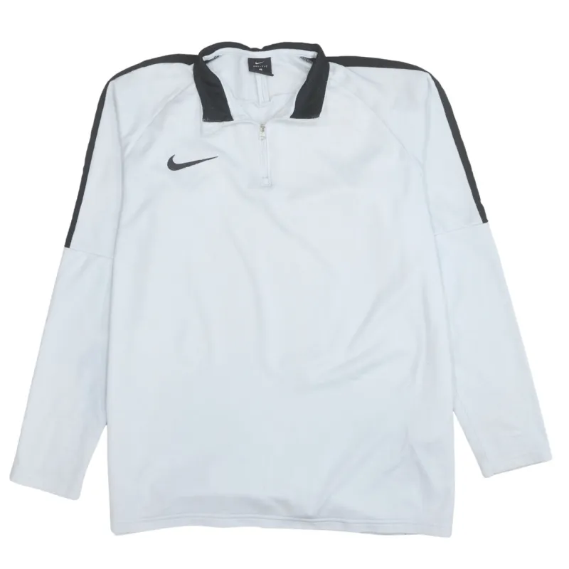 Nike White Quarter Zip Sweatshirt Women’s Large Embroidered Swoosh Contrast Shoulder Panels Pullover Top made by Nike