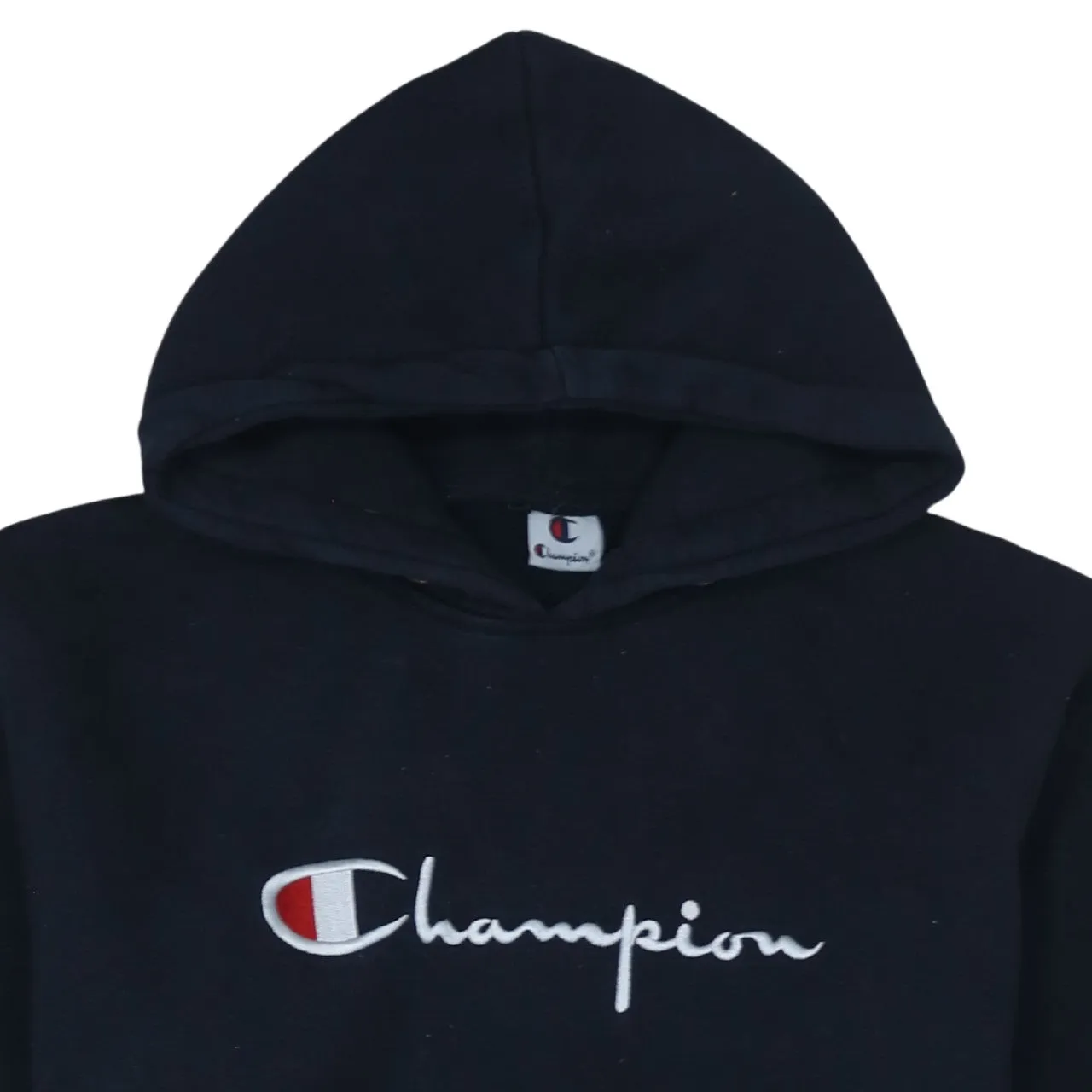 Champion Black Hoodie Women’s XLarge Embroidered Script Logo Front Pocket Fleece Pullover Sweatshirt sold by Vintage Club product image thumbnail 3