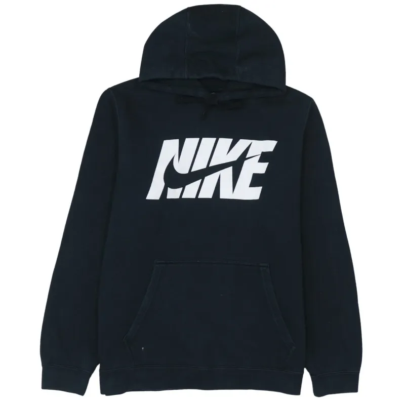 Nike Black Hoodie Women’s Large Printed Logo Front Pocket Pullover Sweatshirt sold by Vintage Club
