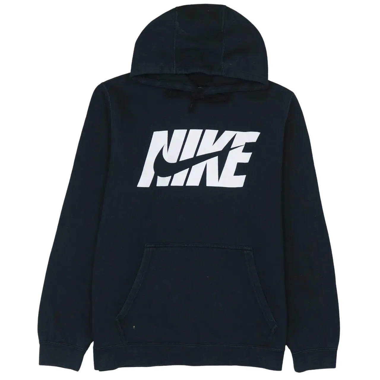 Nike Black Hoodie Women’s Large Printed Logo Front Pocket Pullover Sweatshirt sold by Vintage Club