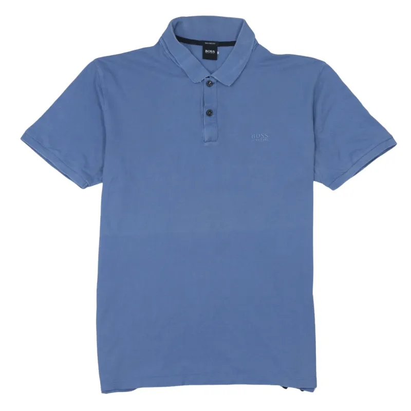 HUGO BOSS Blue Polo Shirt Women’s Large Embroidered Chest Logo Short Sleeve Casual Top made by Hugo Boss