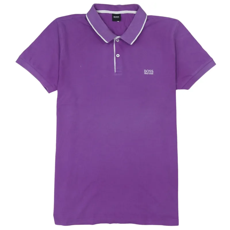 HUGO BOSS Purple Polo Shirt Women’s XXLarge Contrast Tipped Collar Embroidered Logo Top made by Hugo Boss