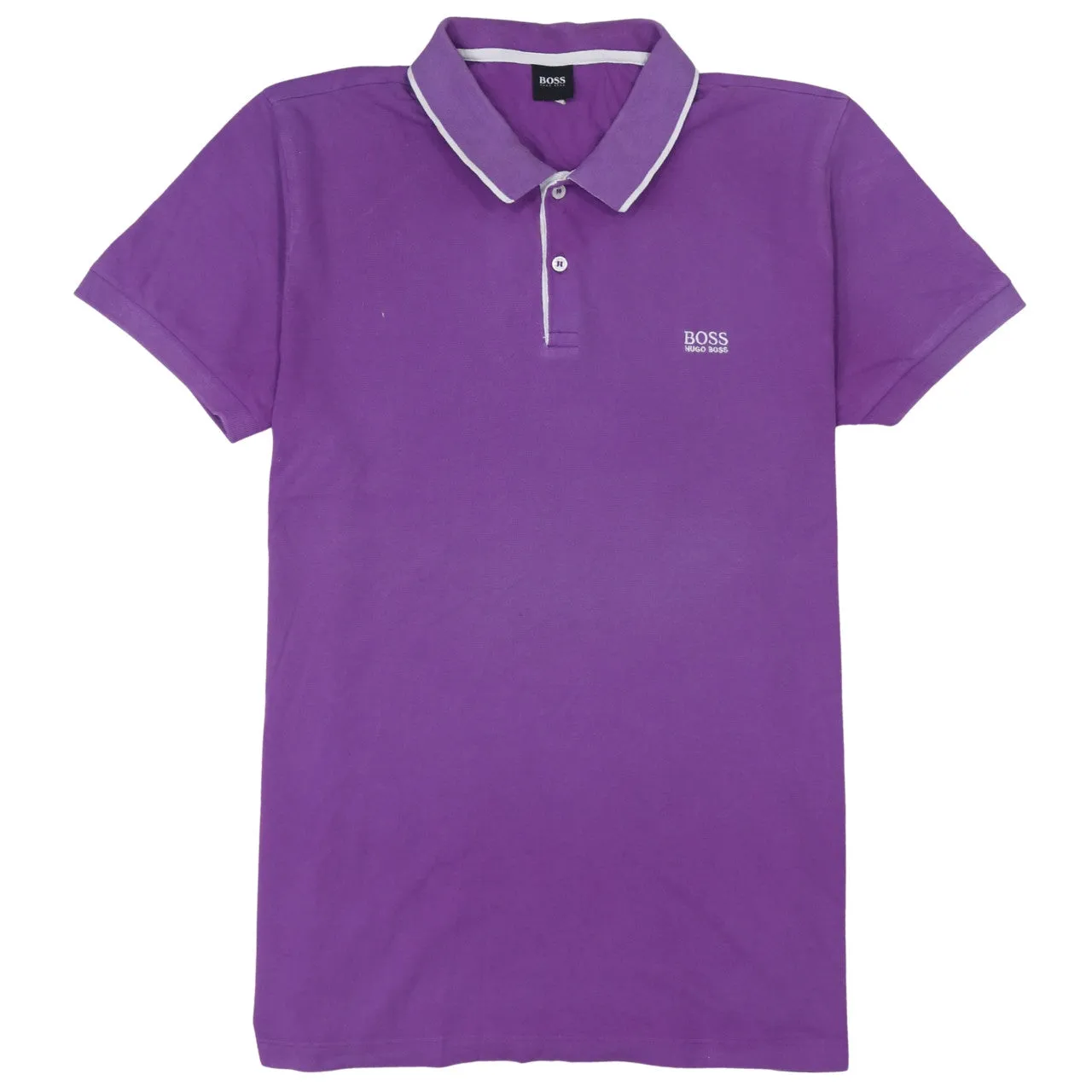 HUGO BOSS Purple Polo Shirt Women’s XXLarge Contrast Tipped Collar Embroidered Logo Top sold by Vintage Club
