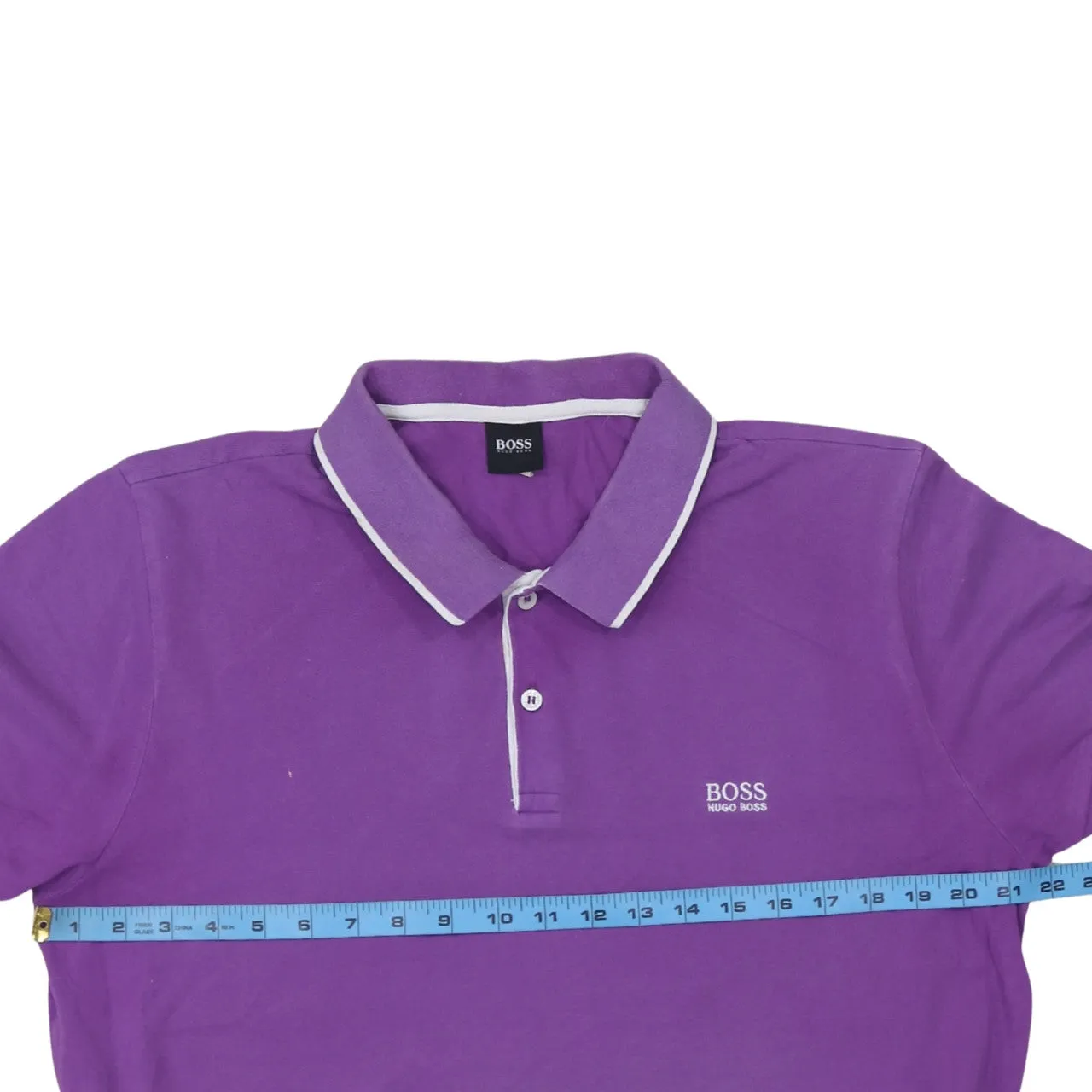 HUGO BOSS Purple Polo Shirt Women’s XXLarge Contrast Tipped Collar Embroidered Logo Top sold by Vintage Club product image thumbnail 5