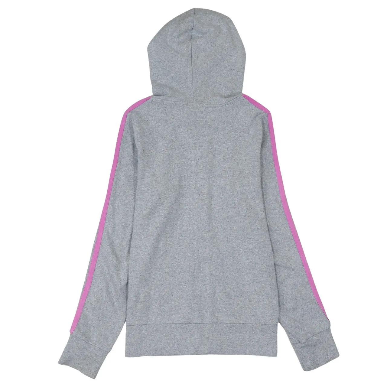 Adidas Grey Zip Hoodie Women’s XSmall Pink Three Stripe Sleeves Embroidered Logo Sweatshirt sold by Vintage Club product image thumbnail 2
