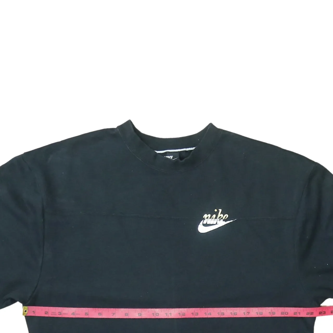 Nike Black Sweatshirt Men's Small Printed Script Logo Crewneck Pullover Fleece Top sold by Vintage Club product image thumbnail 5