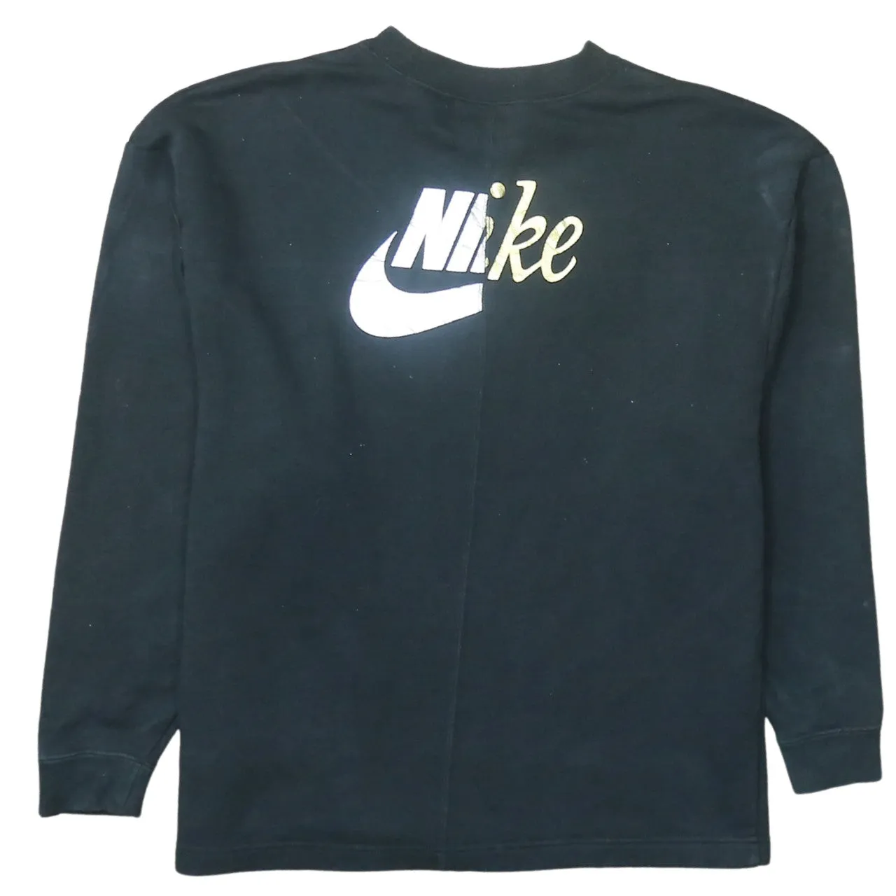 Nike Black Sweatshirt Men's Small Printed Script Logo Crewneck Pullover Fleece Top sold by Vintage Club product image thumbnail 2