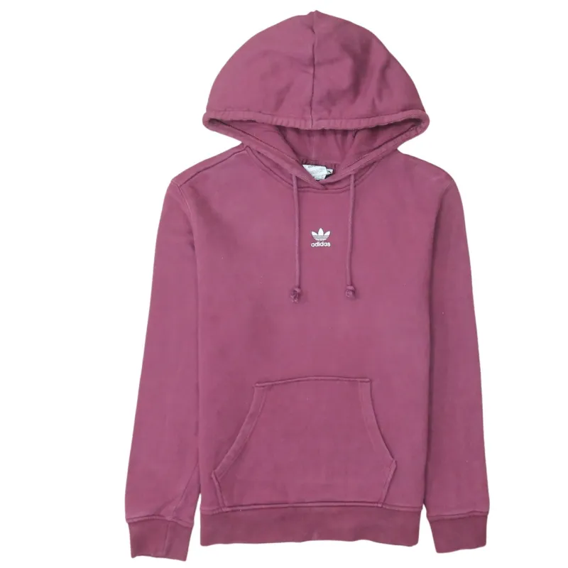 Adidas Burgundy Red Hoodie Women’s XSmall Trefoil Embroidered Logo Front Pocket Pullover sold by Vintage Club