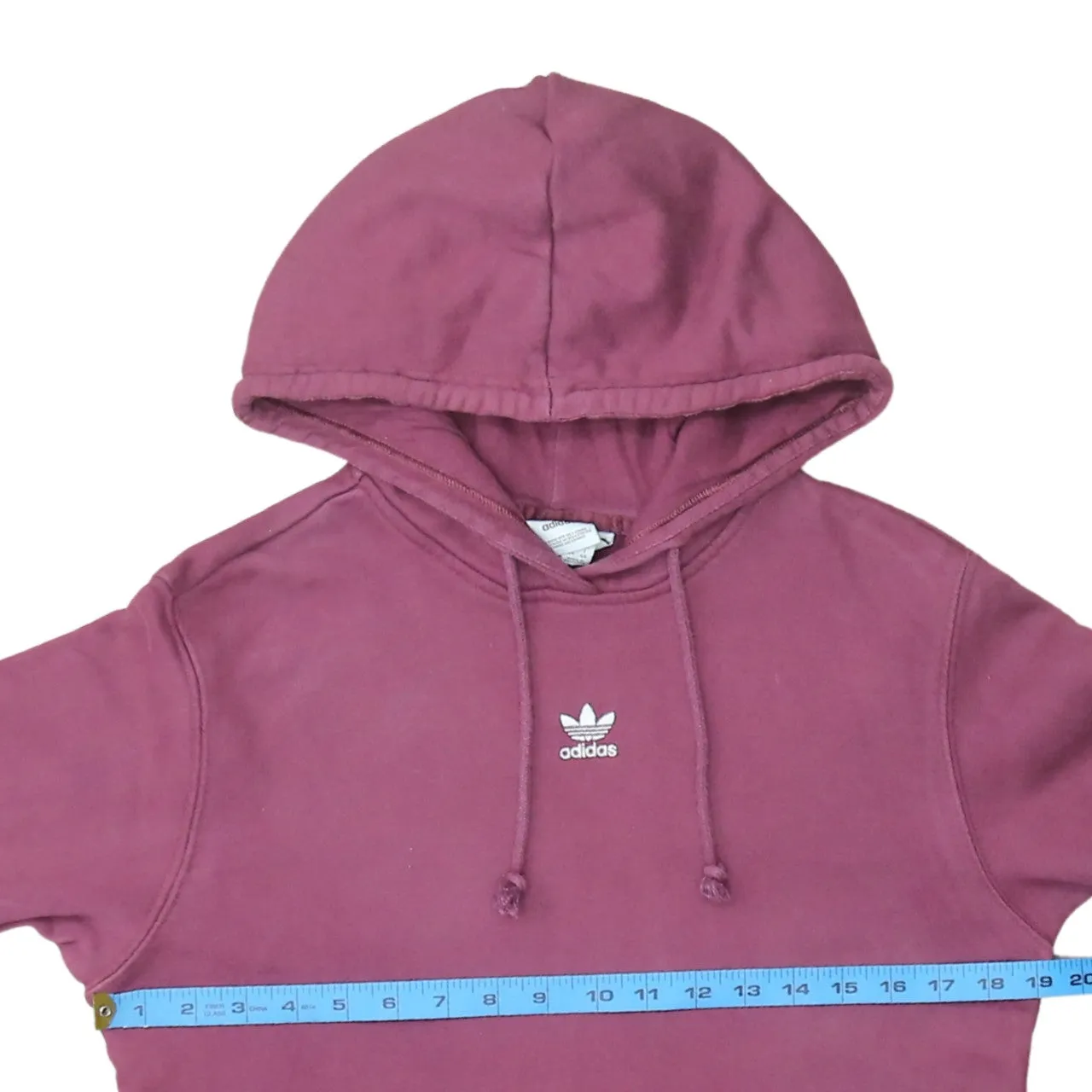 Adidas Burgundy Red Hoodie Women’s XSmall Trefoil Embroidered Logo Front Pocket Pullover sold by Vintage Club product image thumbnail 5