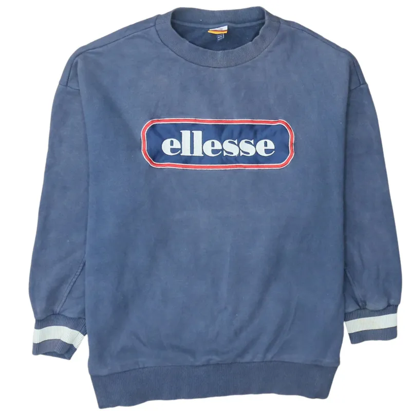 Ellesse Navy Blue Sweatshirt Men's XLarge Large Front Logo Ribbed Cuffs Crewneck Pullover made by Ellesse