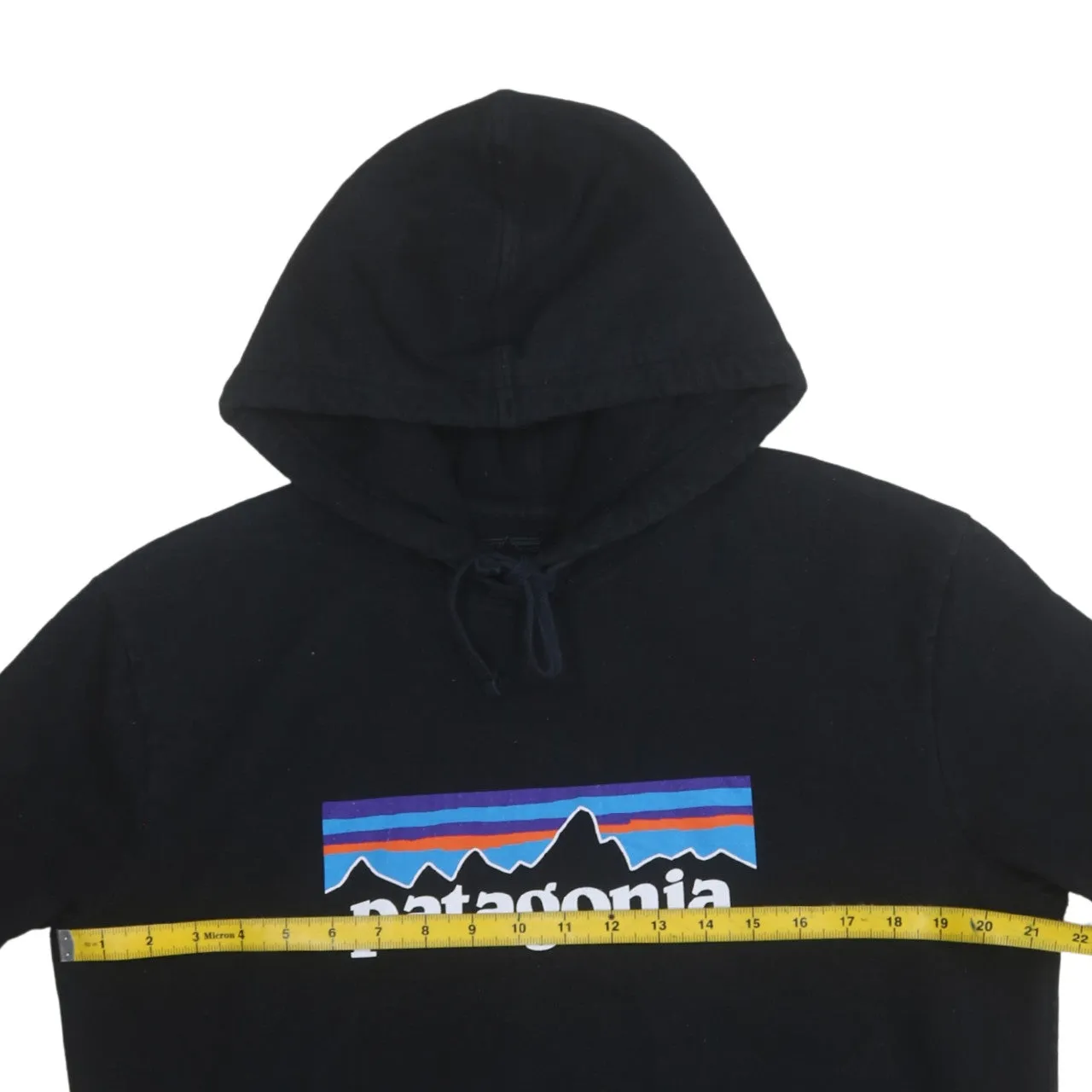 Patagonia Black Hoodie Women’s Medium Printed Logo Front Pocket Pullover Sweatshirt sold by Vintage Club product image thumbnail 5