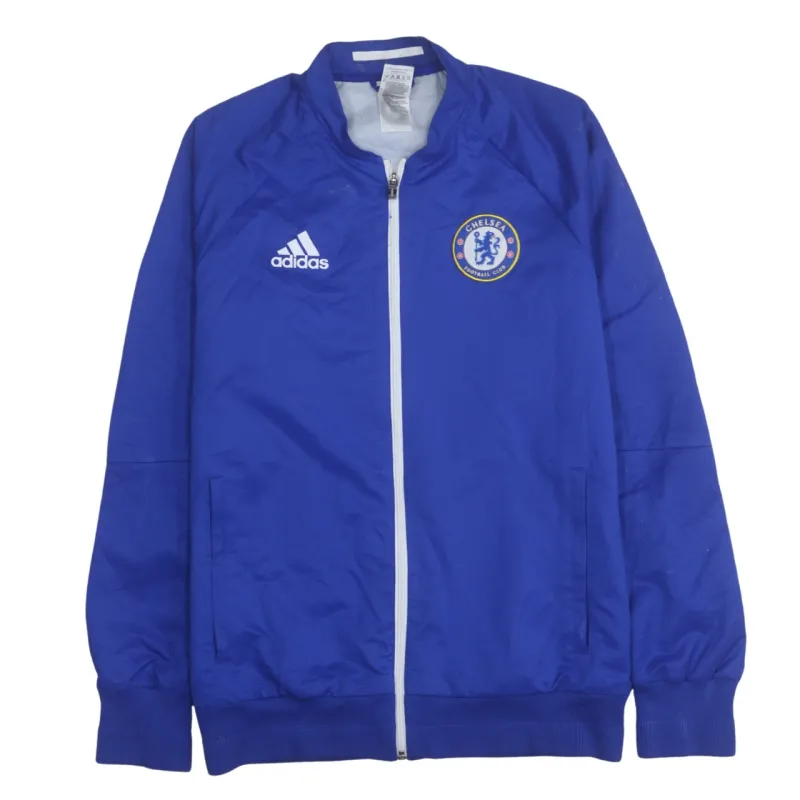 Adidas Royal Blue Windbreaker Jacket Men's Medium Chelsea Badge Printed Logo Zip Track Top made by Adidas