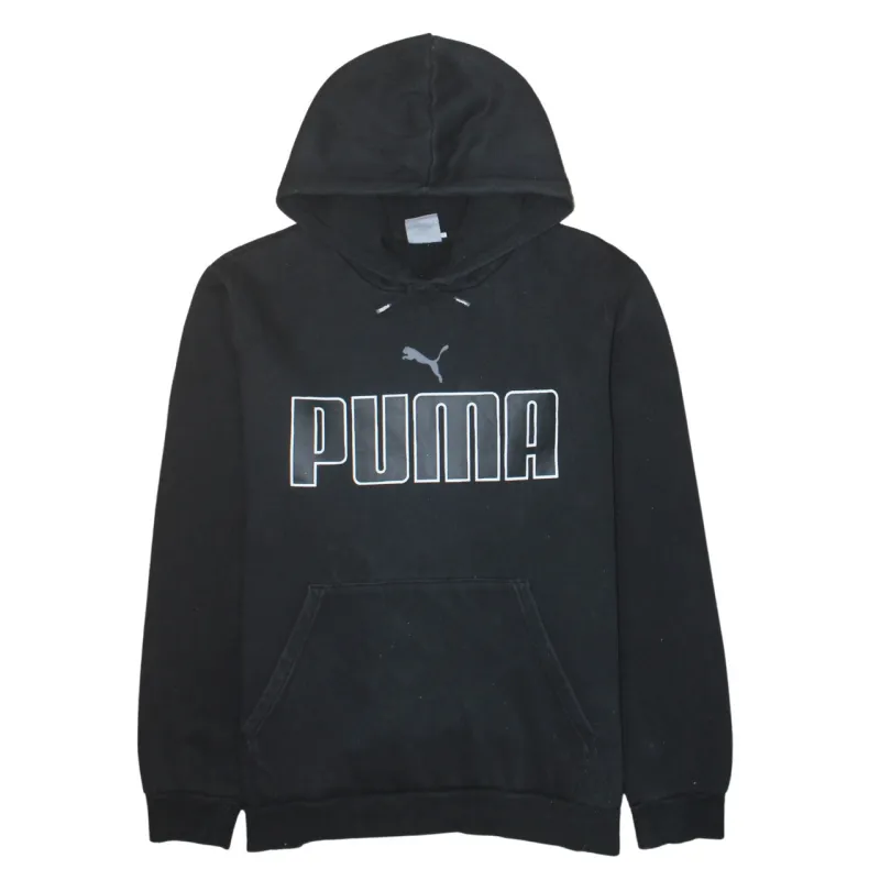 Puma Black Hoodie Women’s XLarge Printed Big Logo Front Pocket Pullover Sweatshirt sold by Vintage Club
