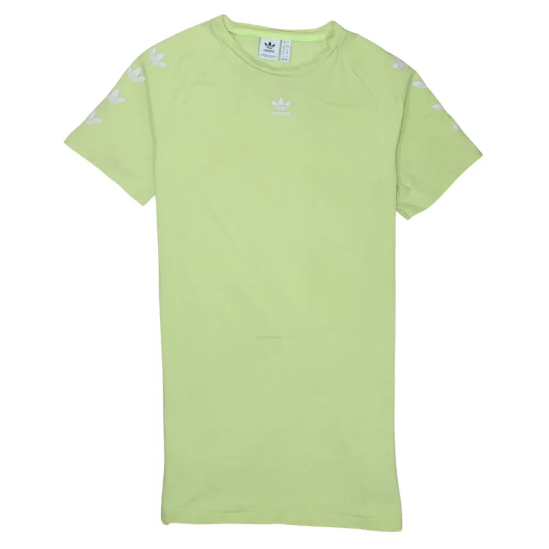 Adidas Lime Green T Shirt Women's Small Printed Trefoil Logo Sleeve Detail Casual Top sold by Vintage Club