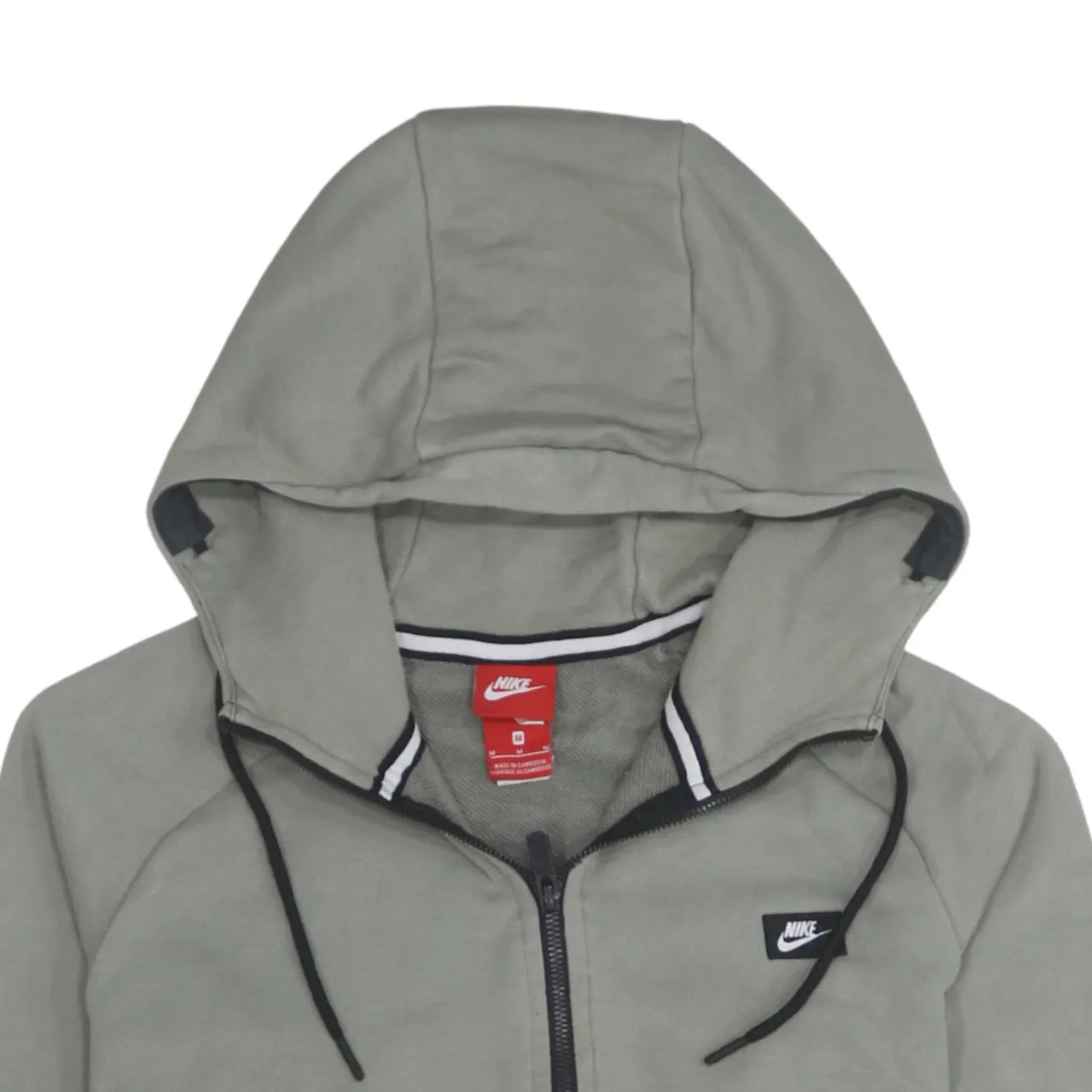 Nike Khaki Green Zip Hoodie Women’s Medium Embroidered Swoosh Split Pockets Casual Sweatshirt sold by Vintage Club product image thumbnail 3